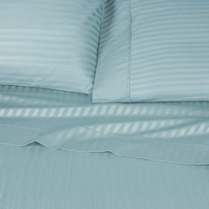 Egyptian Cotton 300 Thread Count Striped Deep Pocket Sheet Set - Light Blue