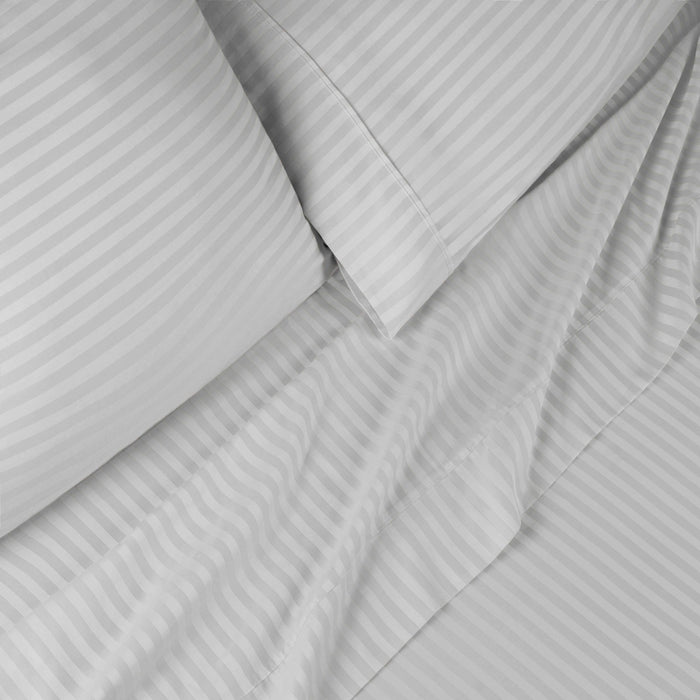 Egyptian Cotton 400 Thread Count Striped Deep Pocket Sheet Set - Platinum