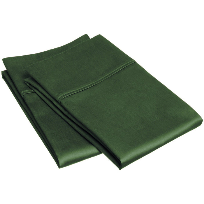 Egyptian Cotton 400 Thread Count 2 Piece Solid Pillowcase Set - Hunter  Green