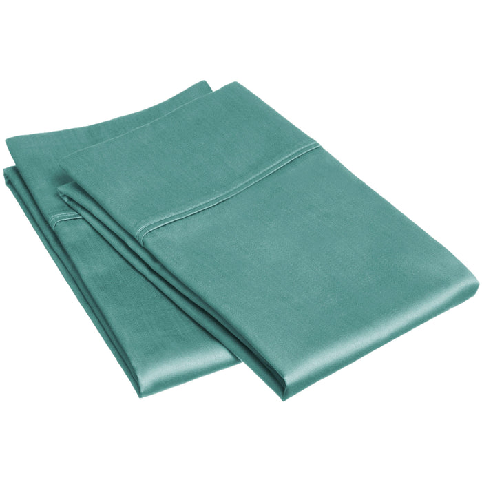 Egyptian Cotton 400 Thread Count 2 Piece Solid Pillowcase Set - Teal