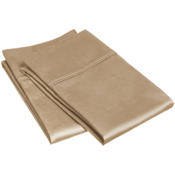 Egyptian Cotton 400 Thread Count 2 Piece Solid Pillowcase Set - Taupe