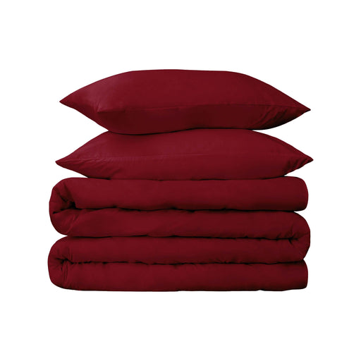 Egyptian Cotton 530 Thread Count Solid Duvet Cover Set - Burgundy