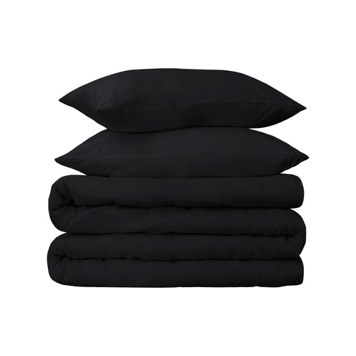 Egyptian Cotton 530 Thread Count Solid Duvet Cover Set - Black