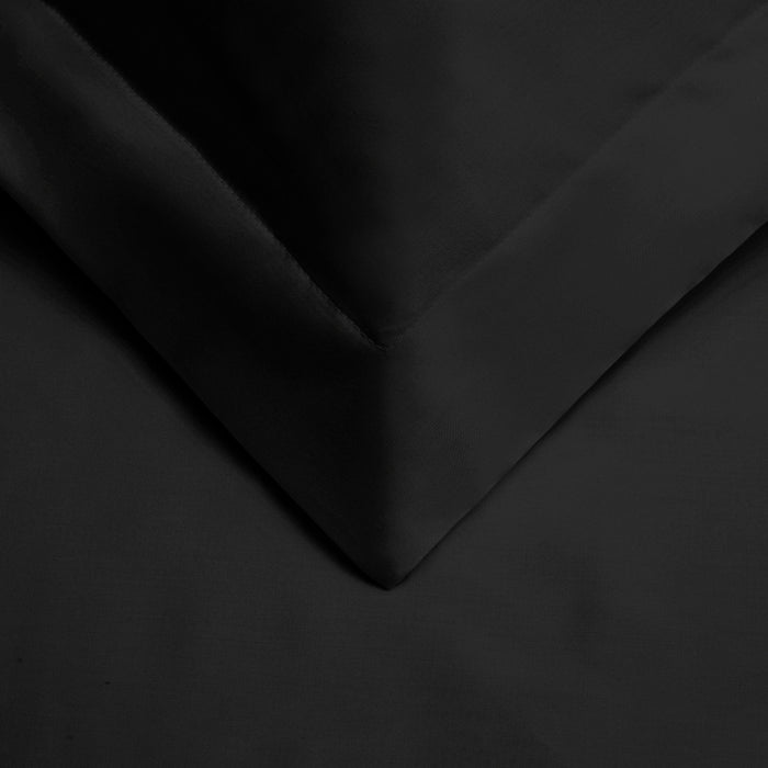 Egyptian Cotton 530 Thread Count Solid Duvet Cover Set - Black