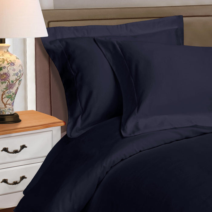 Egyptian Cotton 530 Thread Count Solid Duvet Cover Set - Navy Blue