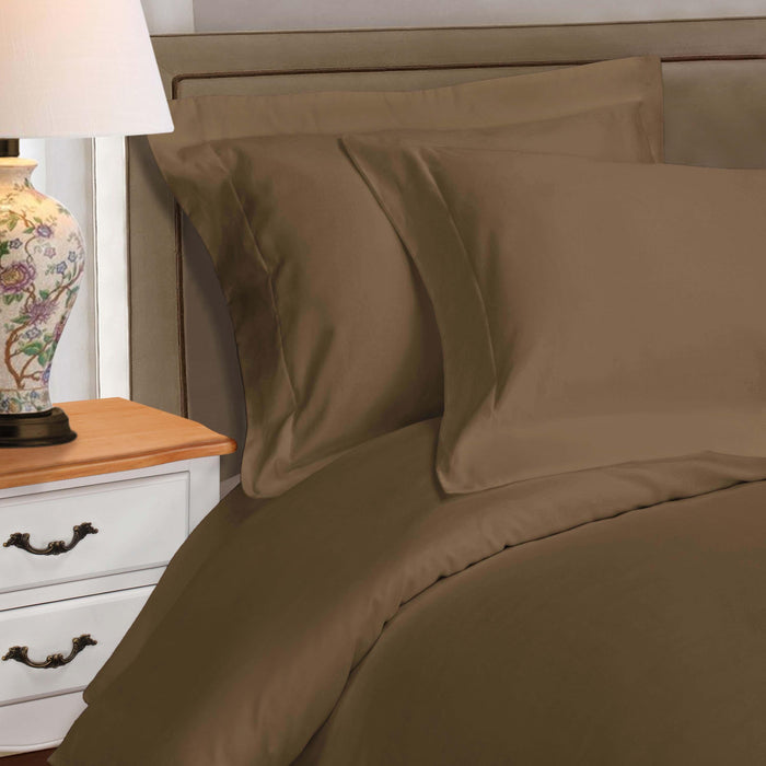 Egyptian Cotton 530 Thread Count Solid Duvet Cover Set - Taupe