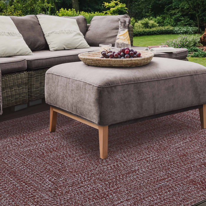 Tone Toned Braided Area Rug Bohemian Indoor Outdoor Rugs - Brick/White