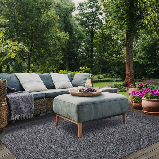 Tone Toned Braided Area Rug Bohemian Indoor Outdoor Rugs - Charcoal/White