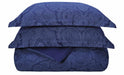 600 Thread Count Cotton Blend Italian Paisley Duvet Cover Set -  Navy Blue
