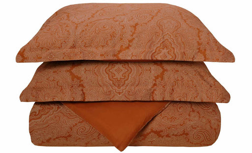 600 Thread Count Cotton Blend Italian Paisley Duvet Cover Set -  Pumpkin