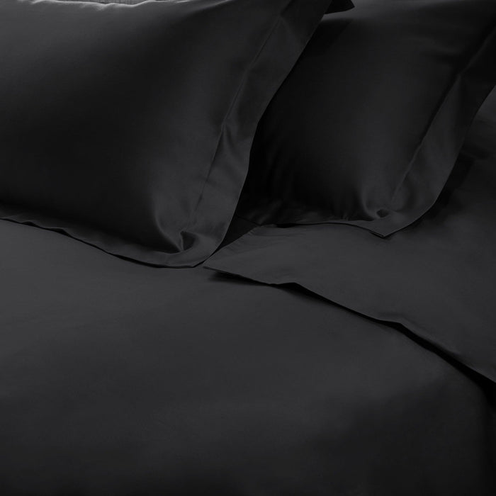 Egyptian Cotton 650 Thread Count Solid Duvet Cover Set - Black