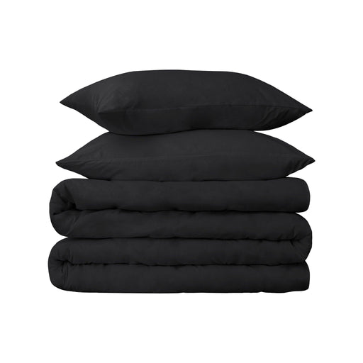 Egyptian Cotton 650 Thread Count Solid Duvet Cover Set - Black