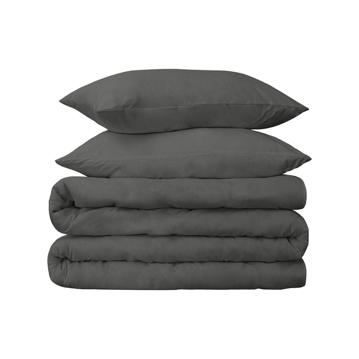 Egyptian Cotton 650 Thread Count Solid Duvet Cover Set - Gray