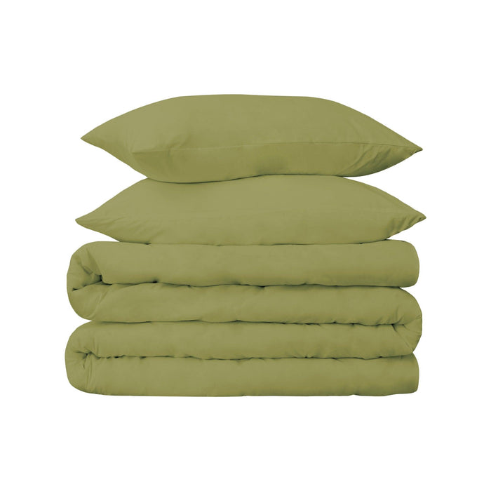 Egyptian Cotton 650 Thread Count Solid Duvet Cover Set - Olive Green