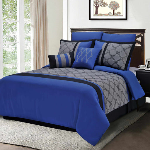 7-12-Piece Bedding Comforter Set, Shams, Decorative Pillows, 13 Designs-Bed-in-a-Bag-Blue Nile Mills