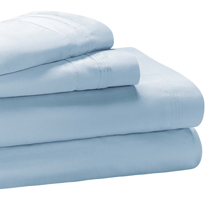 Egyptian Cotton 650 Thread Count Solid Deep Pocket Sheet Set - Baby Blue