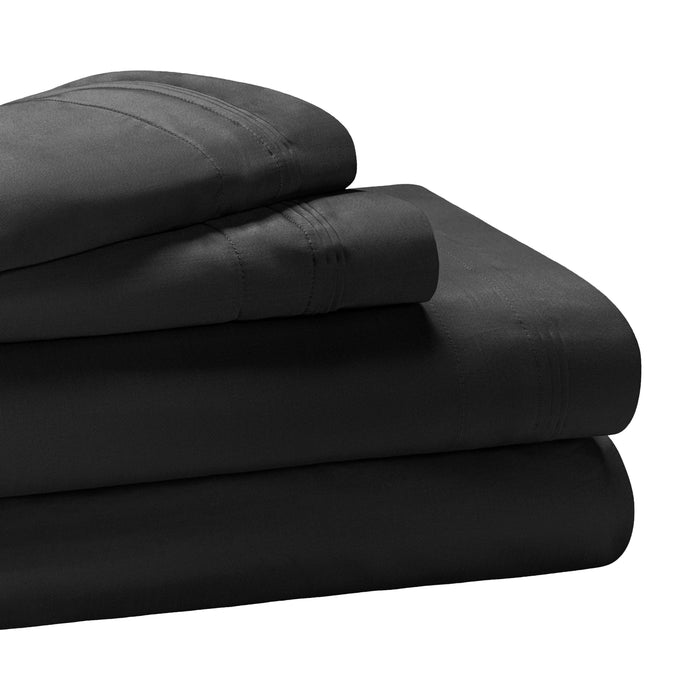 Egyptian Cotton 650 Thread Count Solid Deep Pocket Sheet Set - Black