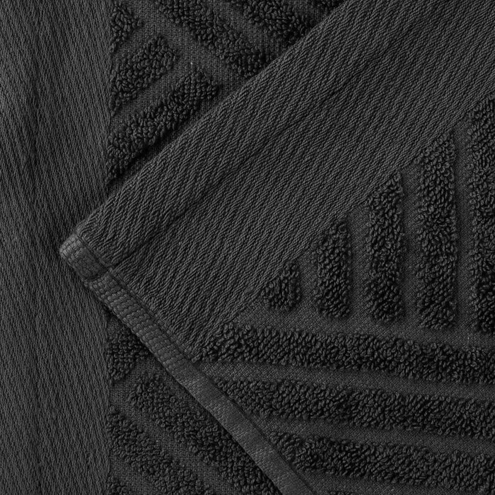 Basketweave Egyptian Cotton Jacquard 3 Piece Assorted Towel Set - Black