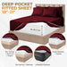 1000 Thread Count Egyptian Cotton Bed Sheet Set Olympic Queen - Burgundy