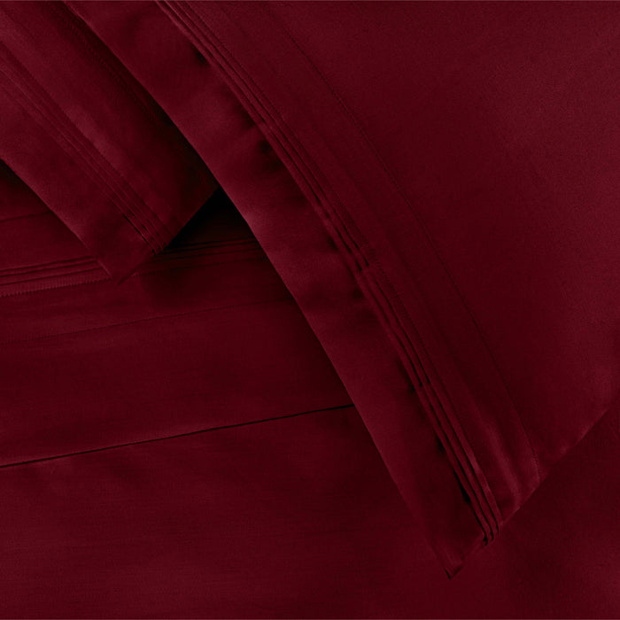 Egyptian Cotton 650 Thread Count Solid Deep Pocket Sheet Set - Burgundy