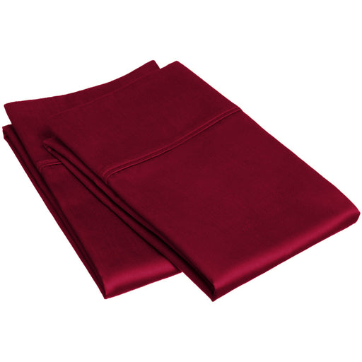 Egyptian Cotton 300 Thread Count Solid Pillowcase Set - Burgundy