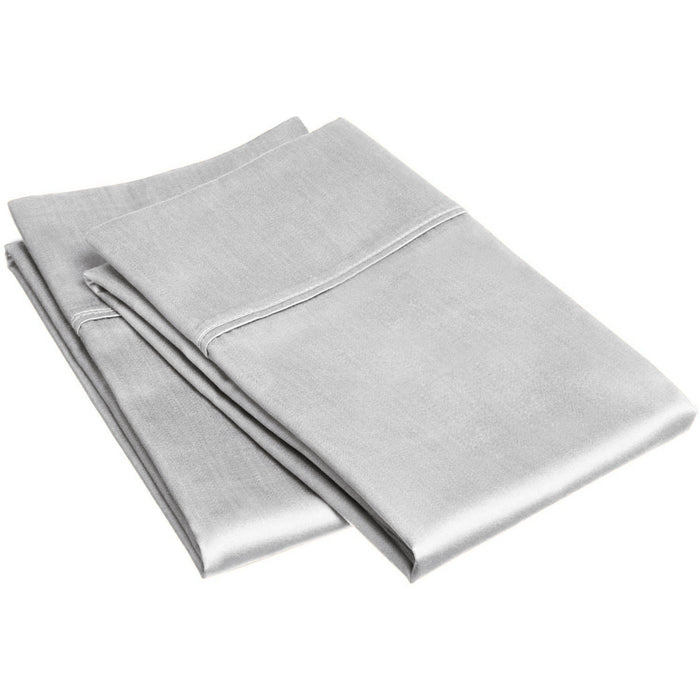 Egyptian Cotton 300 Thread Count Solid Pillowcase Set - Light Gray