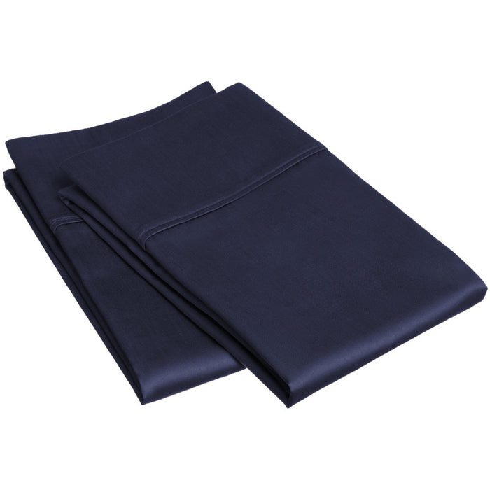 Egyptian Cotton 300 Thread Count Solid Pillowcase Set - Navy Blue
