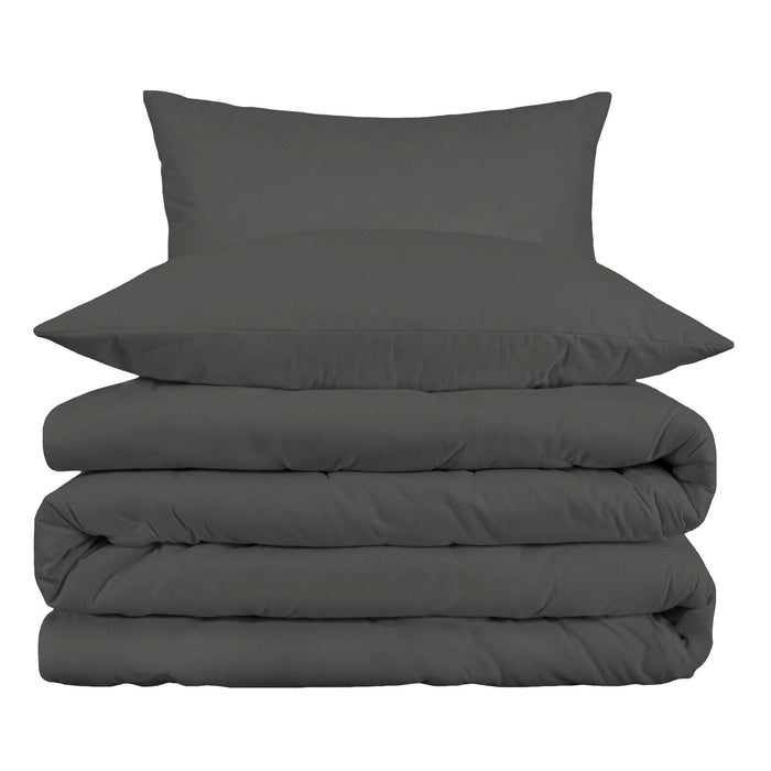 1000 Thread Count Egyptian Cotton Solid Duvet Cover Set - Charcoal