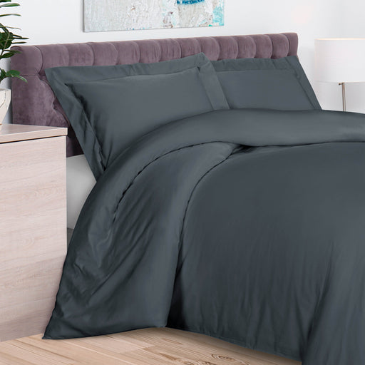 Rayon From Bamboo 300 Thread Count Solid Duvet Cover Set - Charcoal