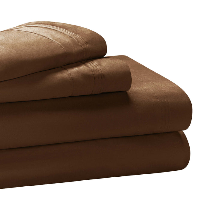 Egyptian Cotton 650 Thread Count Solid Deep Pocket Sheet Set - Chocolate