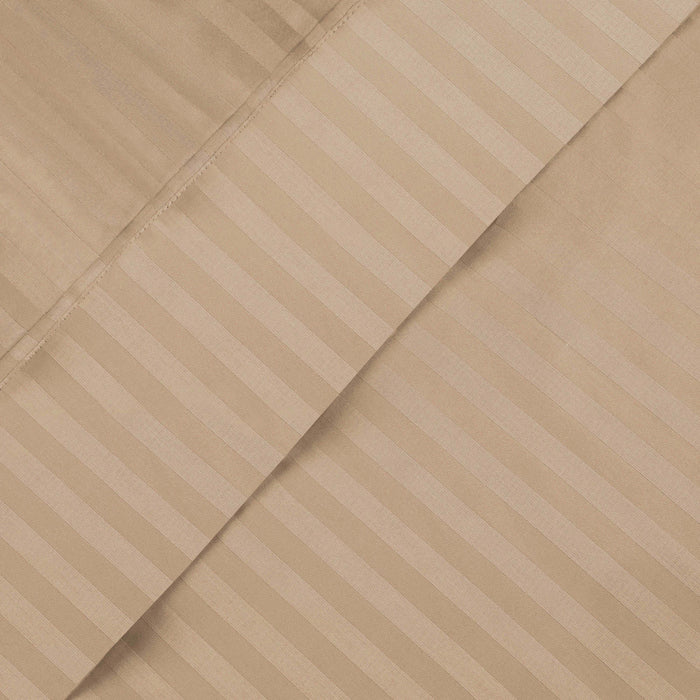 Egyptian Cotton 600 Thread Count Striped Deep Pocket Sheet Set - Beige