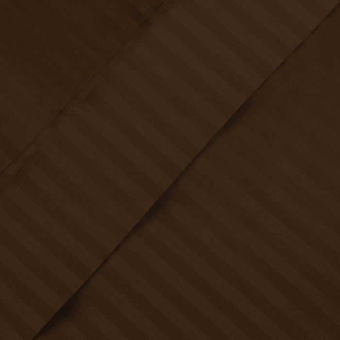 Egyptian Cotton 600 Thread Count Striped Deep Pocket Sheet Set - Chocolate