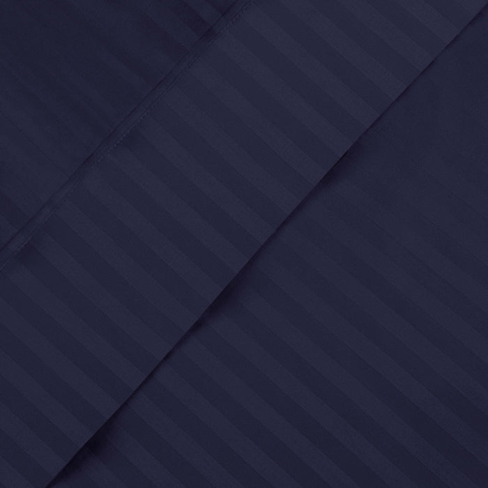 Egyptian Cotton 600 Thread Count Striped Deep Pocket Sheet Set - Navy Blue