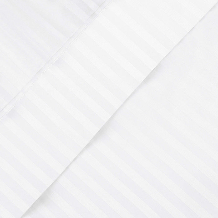 Egyptian Cotton 600 Thread Count Striped Deep Pocket Sheet Set - White