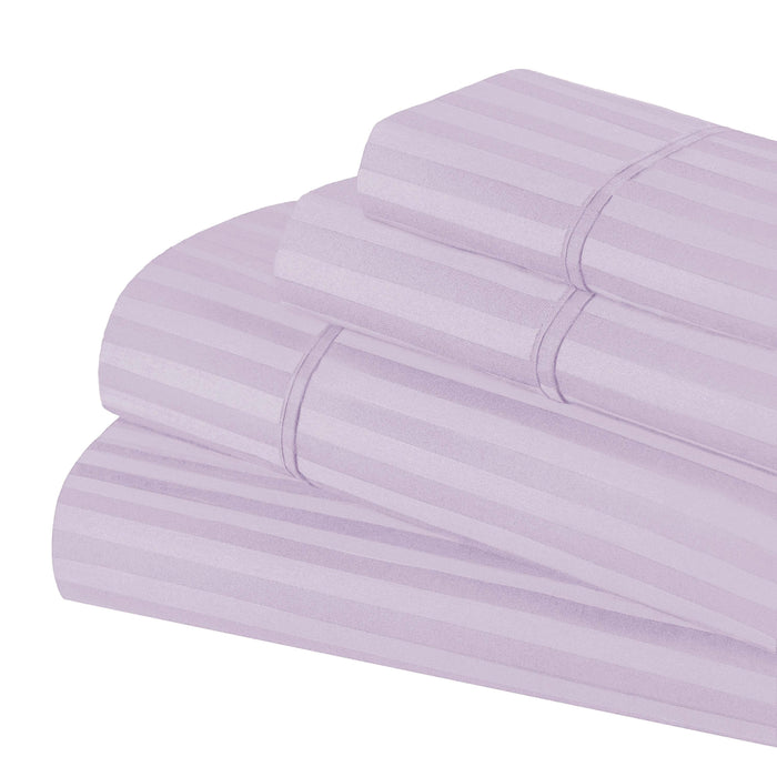 Egyptian Cotton 600 Thread Count Striped Deep Pocket Sheet Set - Lavender