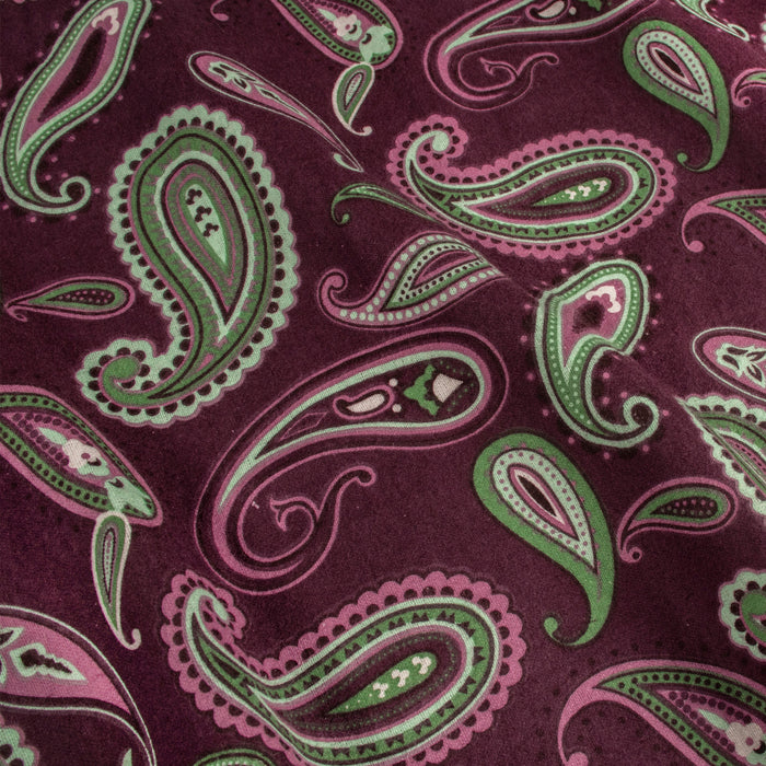 Flannel Cotton Floral Paisley Deep Pocket Bed Sheet Set - purple