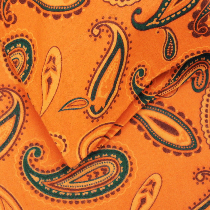 Flannel Cotton Floral Paisley Deep Pocket Bed Sheet Set - Pumpkin