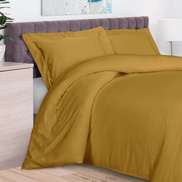 Rayon From Bamboo 300 Thread Count Solid Duvet Cover Set - Gold