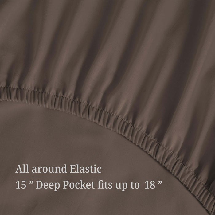 Egyptian Cotton 300 Thread Count Solid Deep Pocket Sheet Set - Grey