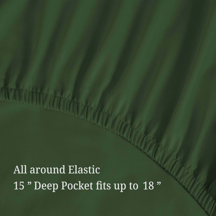Egyptian Cotton 300 Thread Count Solid Deep Pocket Sheet Set - Hunter Green