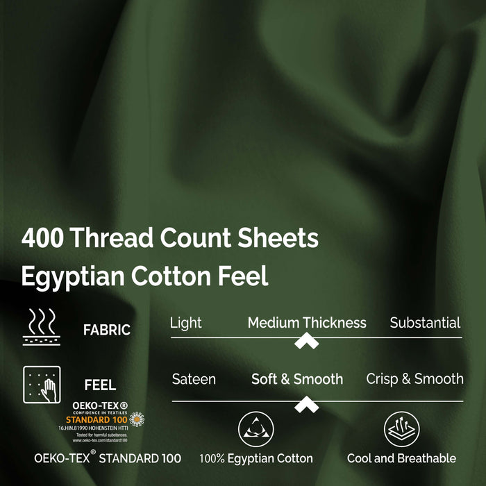 Egyptian Cotton 400 Thread Count Deep Pocket Sheet Set - Hunter Green