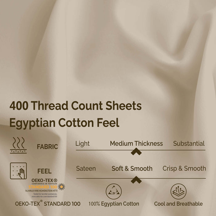 Egyptian Cotton 400 Thread Count Solid Deep Pocket Sheet Set - Ivory