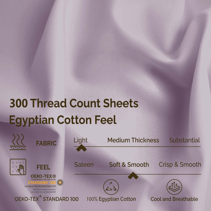 Egyptian Cotton 300 Thread Count Solid Deep Pocket Sheet Set - Lavender