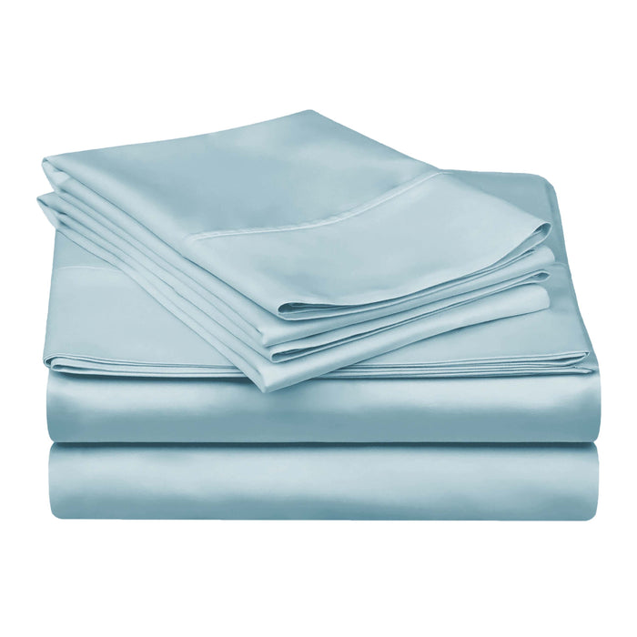 Egyptian Cotton 300 Thread Count Solid Deep Pocket Sheet Set - Light Blue