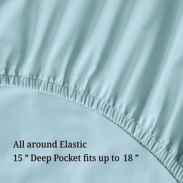 Egyptian Cotton 300 Thread Count Solid Deep Pocket Sheet Set - Light Blue