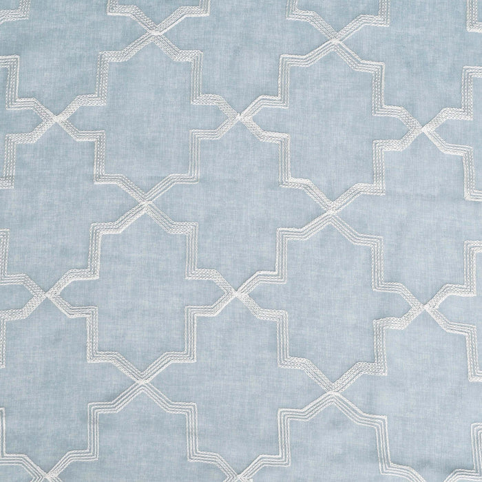 Embroidered Quatrefoil Semi Sheer 2 Piece Curtain Panel Set - Light Blue