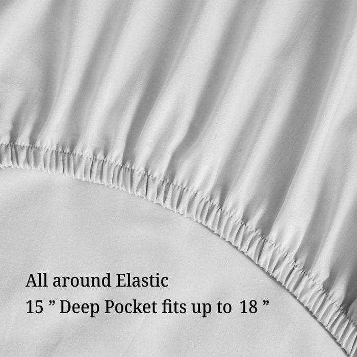 Egyptian Cotton 300 Thread Count Solid Deep Pocket Sheet Set - Light Grey