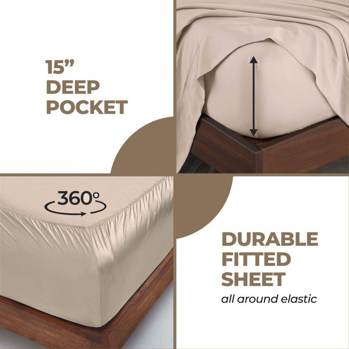 Modal From Beechwood 400 Thread Count Solid Deep Pocket Bed Sheet Set - Linen