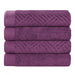 Basketweave Egyptian Cotton Jacquard and Solid Bath Towel Set of 4 - Majestic Purple