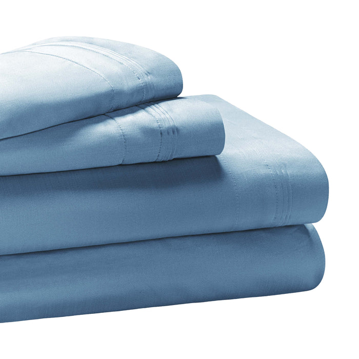 1000 Thread Count Egyptian Cotton Bed Sheet Set Olympic Queen - Medium Blue